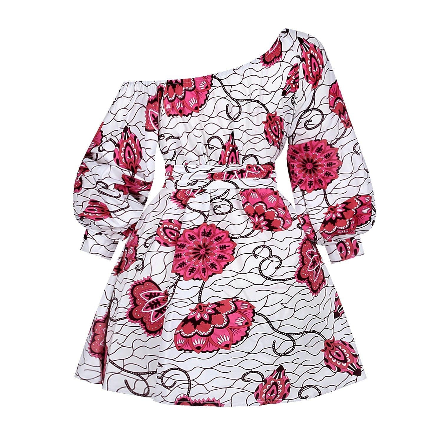 Robe Blanche Fleur Rose Mode Africaine