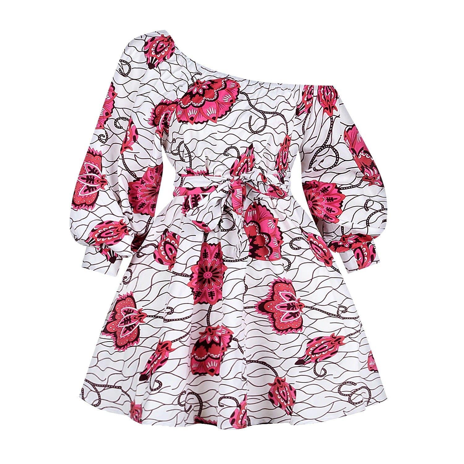 Robe Blanche Fleur Rose Mode Africaine